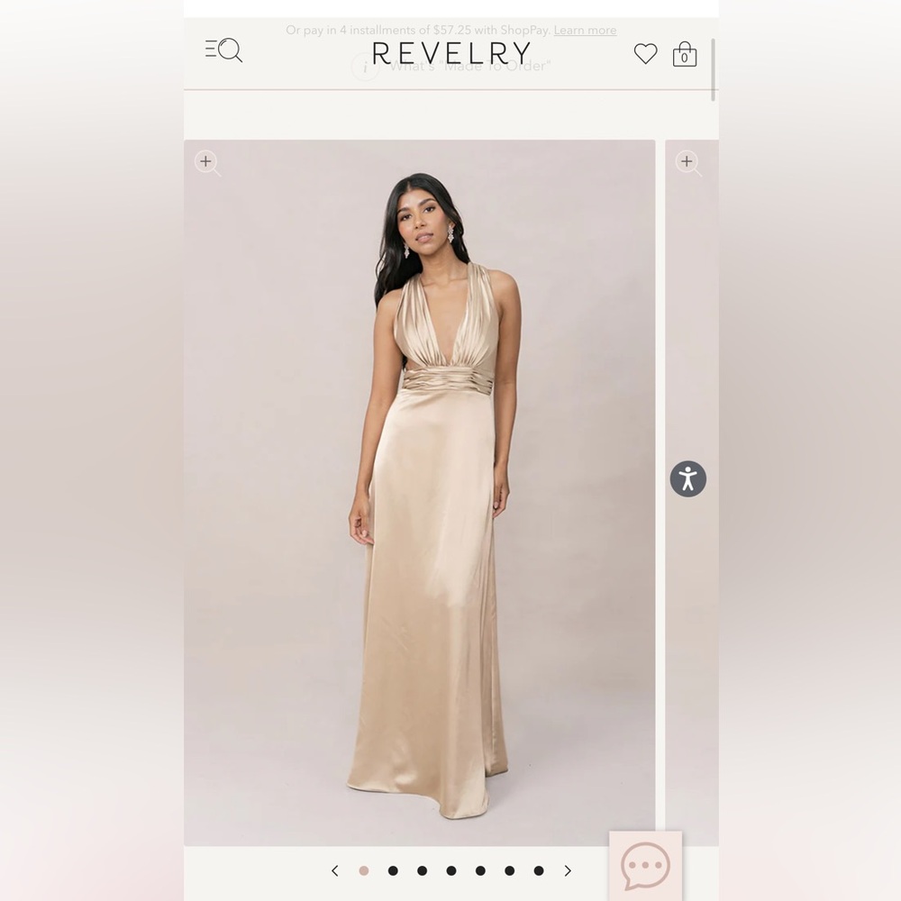 Revelry Dylan Satin Dress in Gold Champagne